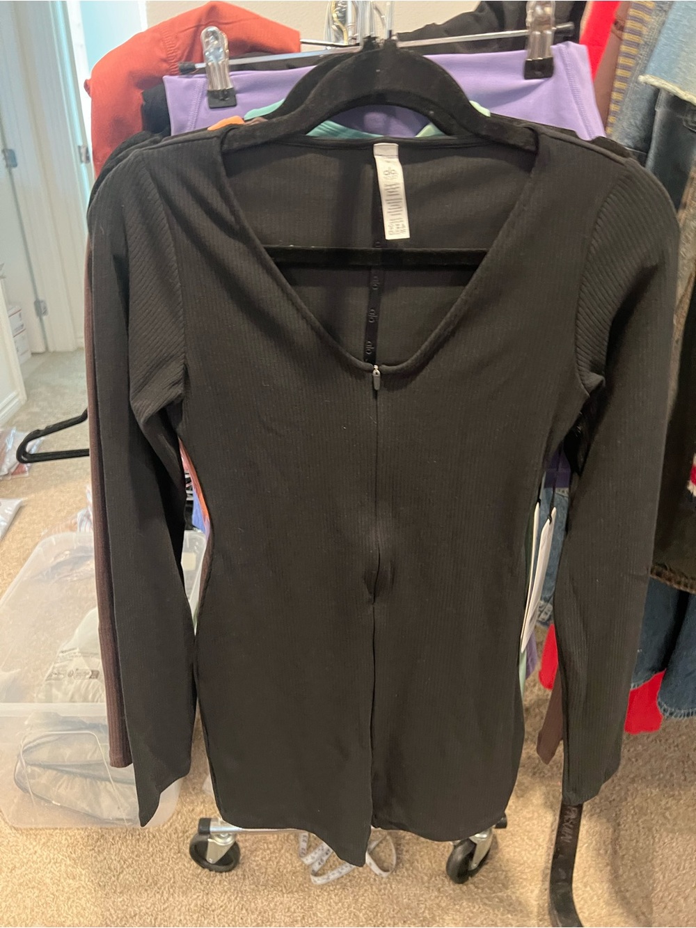 ALO YOGA Keep It Sleek Ribbed Onesie, Brown OR Black NWT - Picture 6 of 9